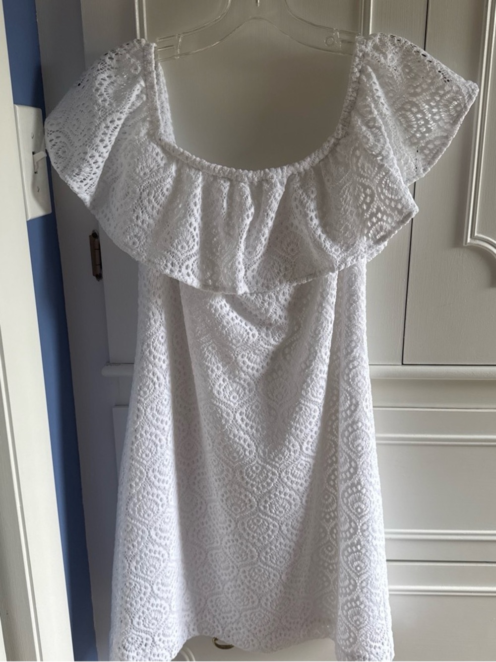 Lilly Pulitzer White Eyelet Off-Shoulder Ruffle Dress